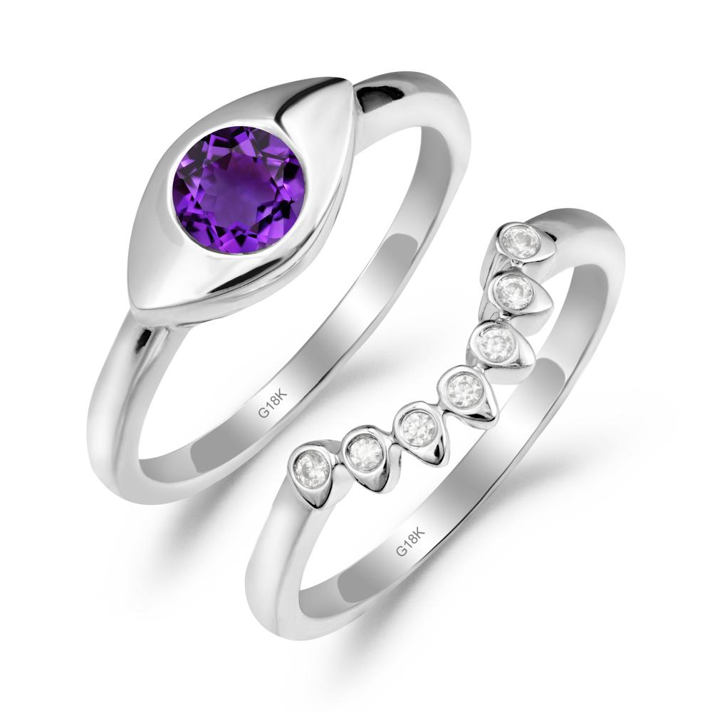 Amethyst Evil Eye Ring Set - LUO Jewelry #metal_xxxxx