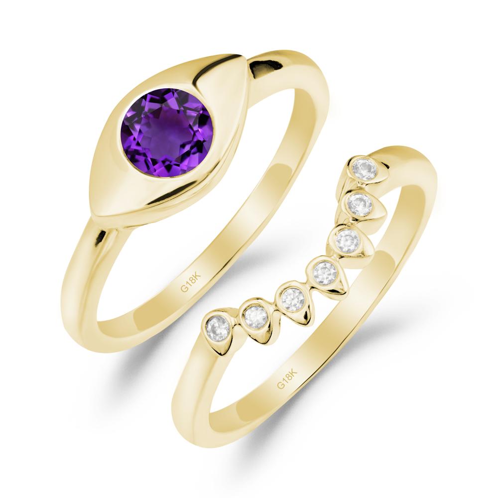 Amethyst Evil Eye Ring Set - LUO Jewelry #metal_xxxxx