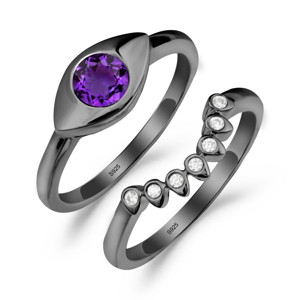 Amethyst Evil Eye Ring Set - LUO Jewelry #metal_xxxxx