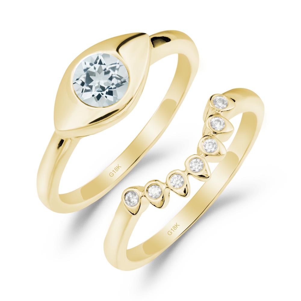 Evil Eye Aquamarine Ring Set - LUO Jewelry #metal_xxxxx