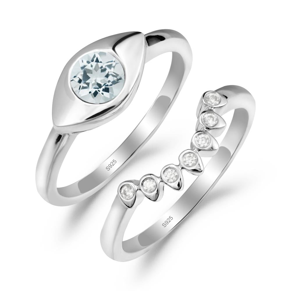 Evil Eye Aquamarine Ring Set - LUO Jewelry #metal_xxxxx