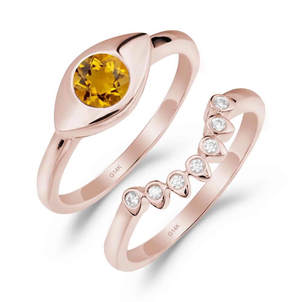 Evil Eye Citrine Ring Set - LUO Jewelry #metal_xxxxx