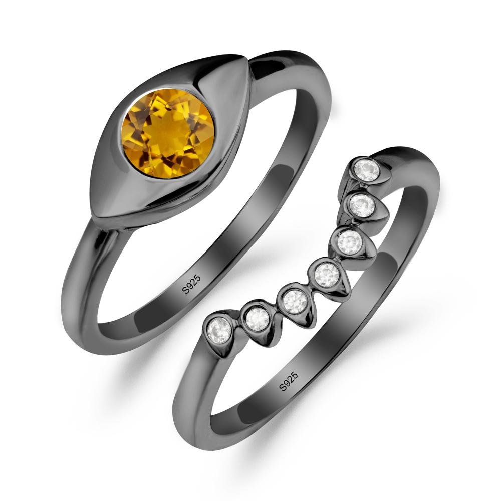 Evil Eye Citrine Ring Set - LUO Jewelry #metal_xxxxx