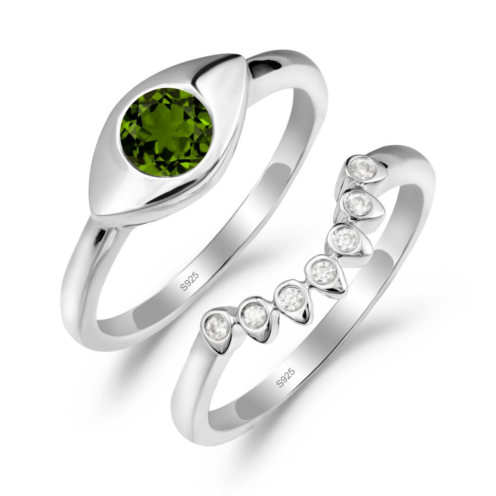 Evil Eye Diopside Ring Set - LUO Jewelry #metal_xxxxx