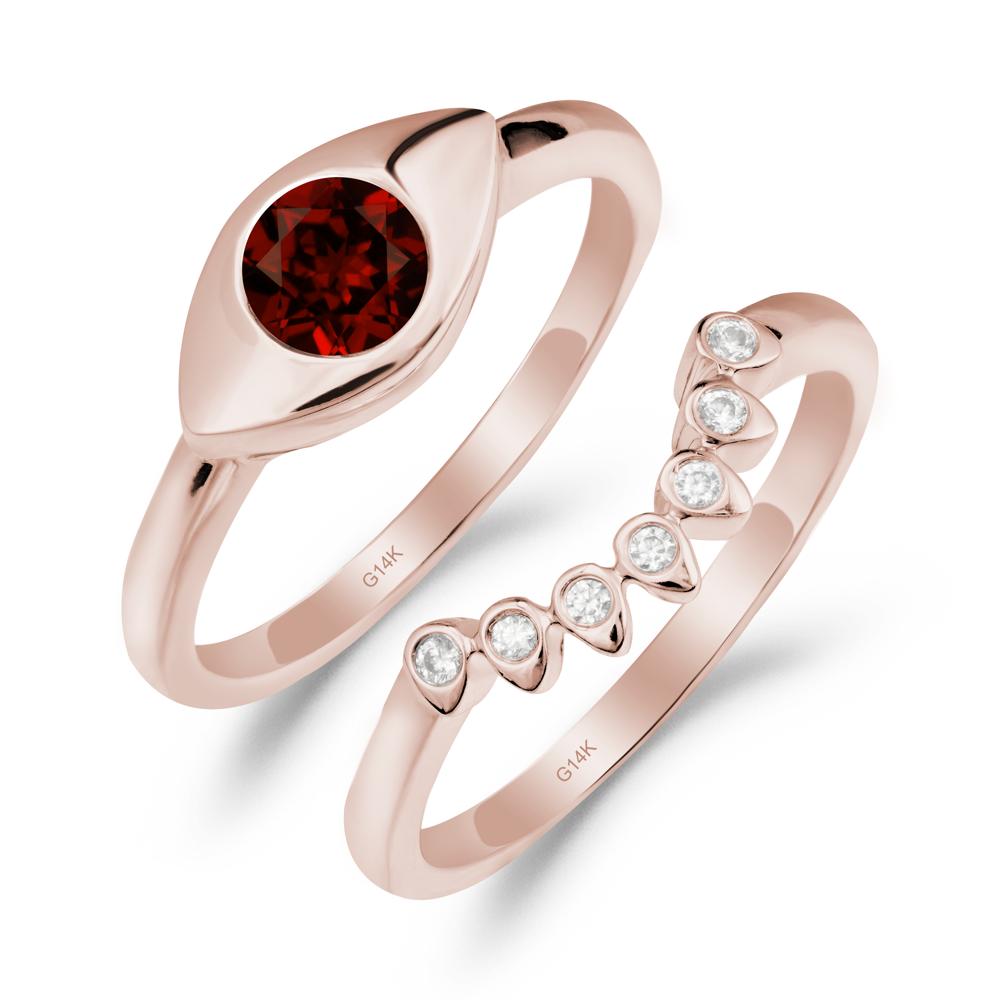 Evil Eye Garnet Ring Set - LUO Jewelry #metal_xxxxx