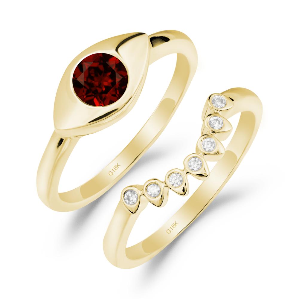 Evil Eye Garnet Ring Set - LUO Jewelry #metal_xxxxx