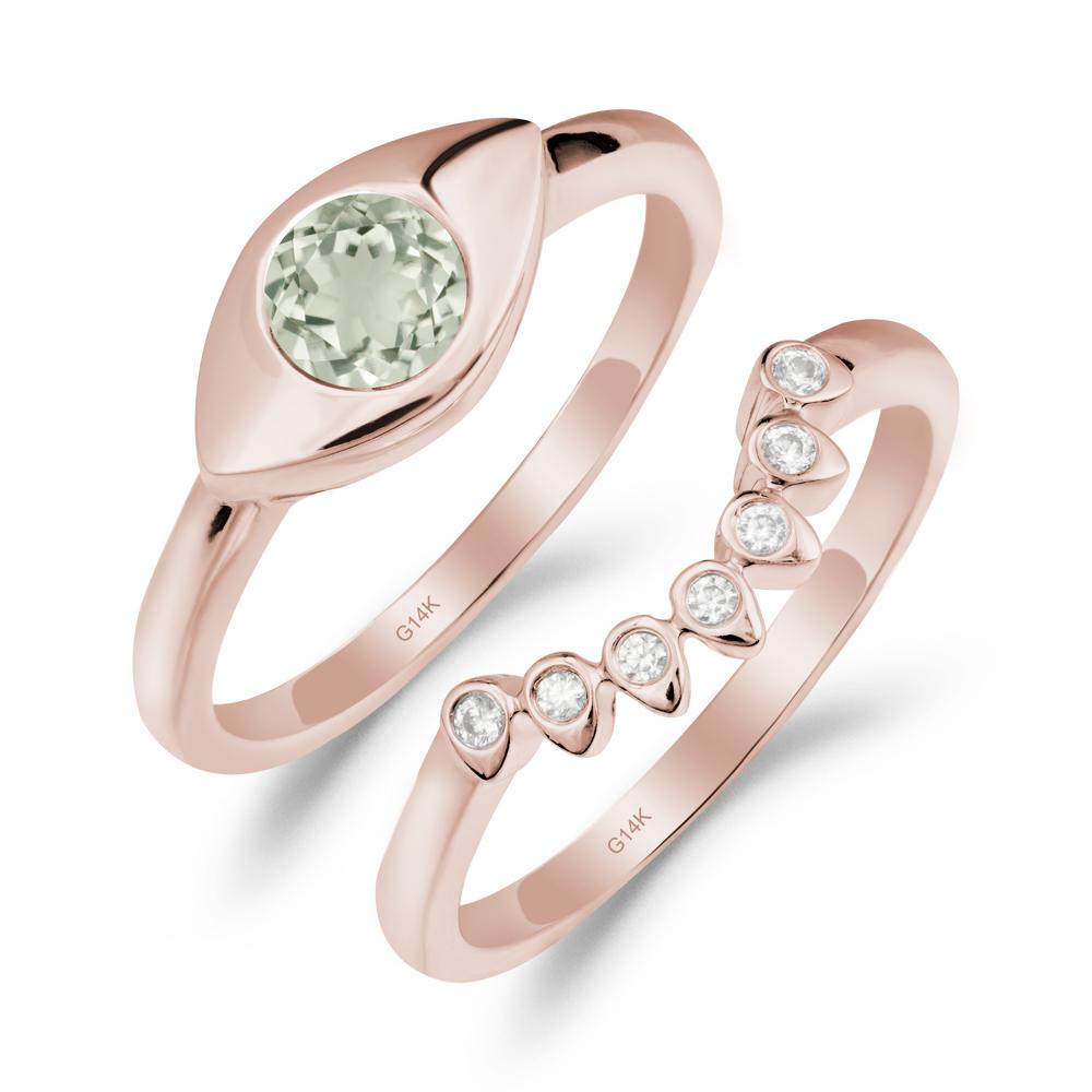 Green Amethyst Evil Eye Ring Set - LUO Jewelry #metal_xxxxx