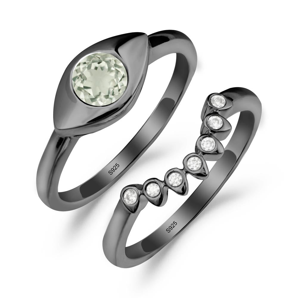 Green Amethyst Evil Eye Ring Set - LUO Jewelry #metal_xxxxx