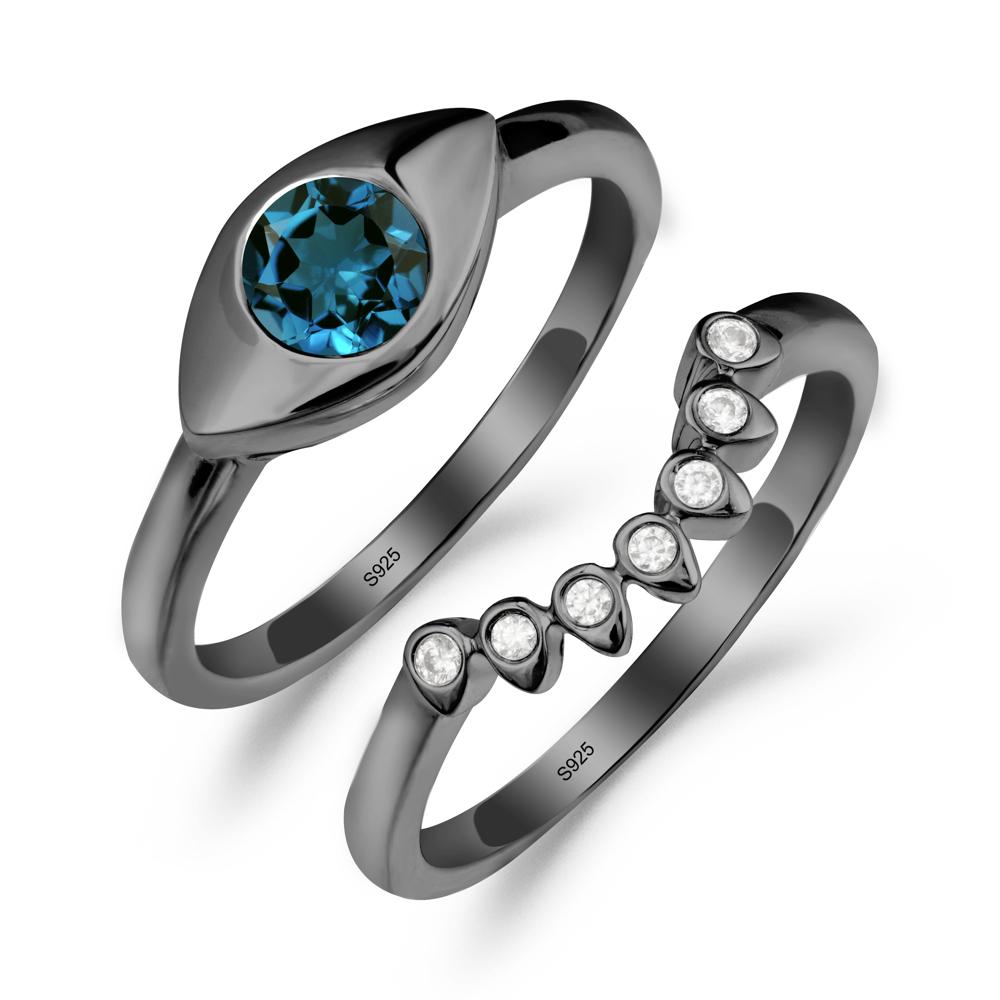 Evil Eye London Blue Topaz Ring Set - LUO Jewelry #metal_xxxxx