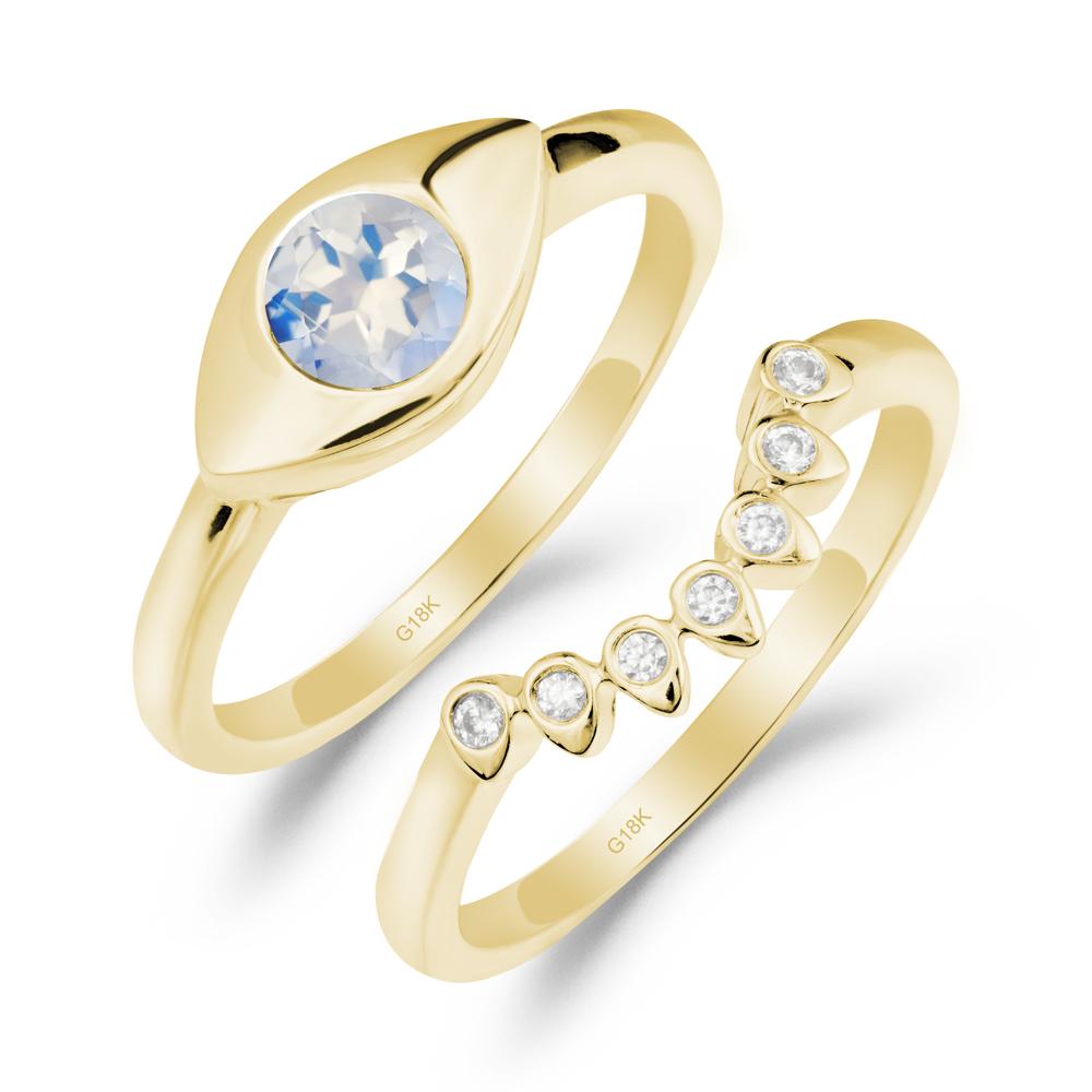 Moonstone Evil Eye Ring Set - LUO Jewelry #metal_xxxxx