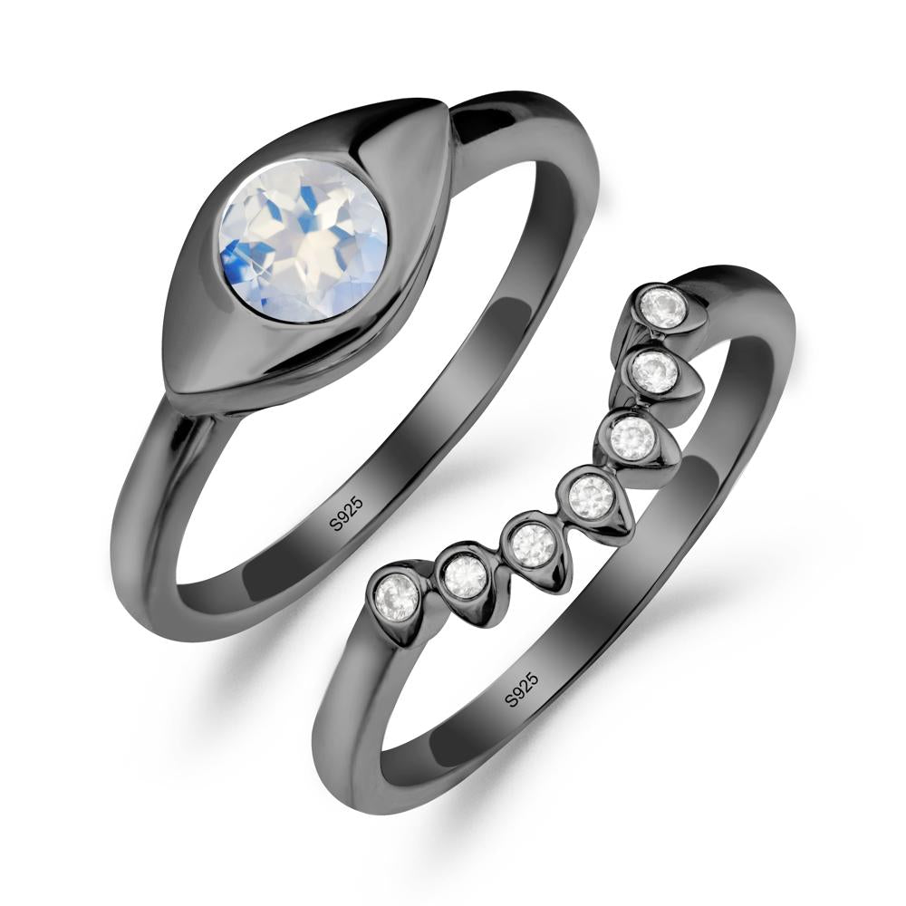 Moonstone Evil Eye Ring Set - LUO Jewelry #metal_xxxxx