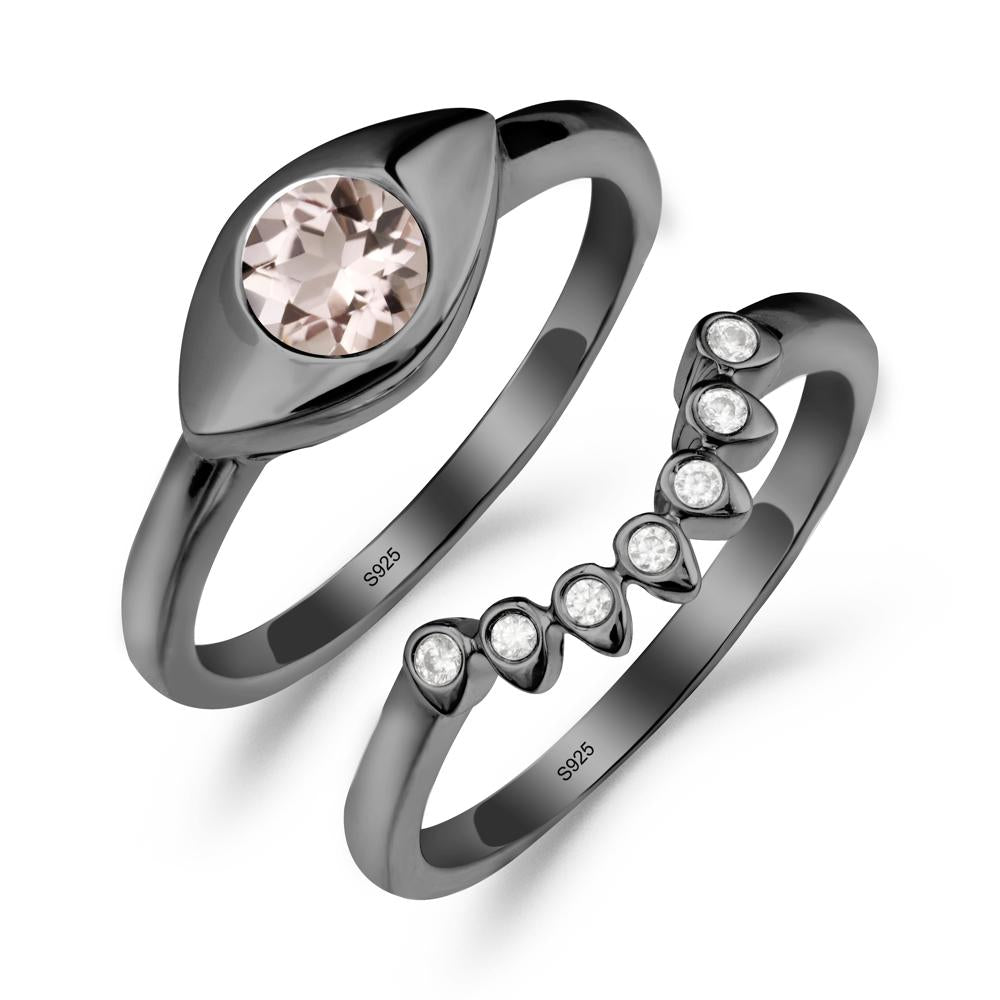 Morganite Evil Eye Ring Set - LUO Jewelry #metal_xxxxx