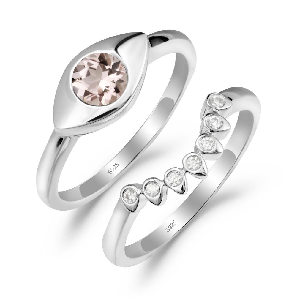 Morganite Evil Eye Ring Set - LUO Jewelry #metal_xxxxx