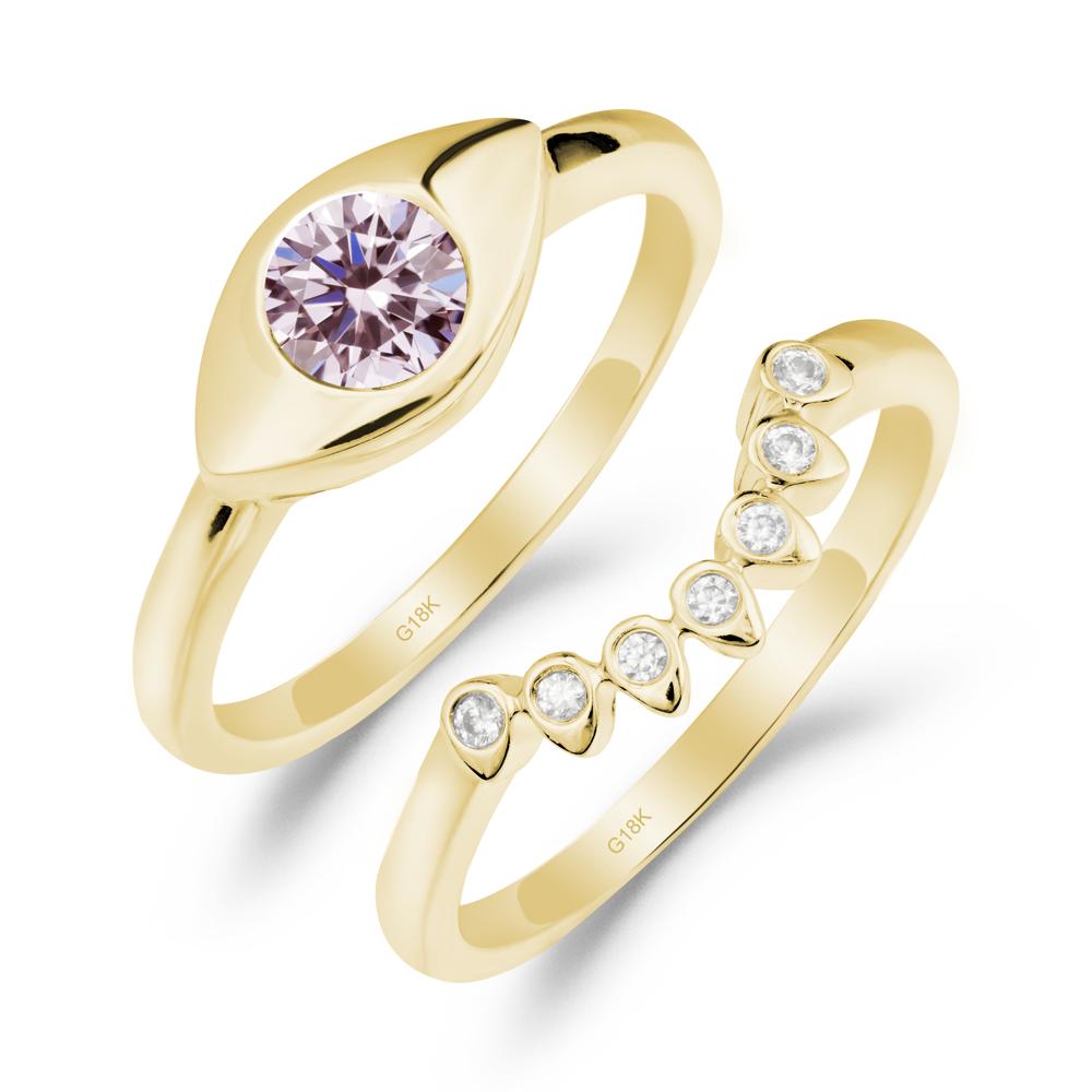 Evil Eye Pink Cubic Zirconia Ring Set - LUO Jewelry #metal_xxxxx