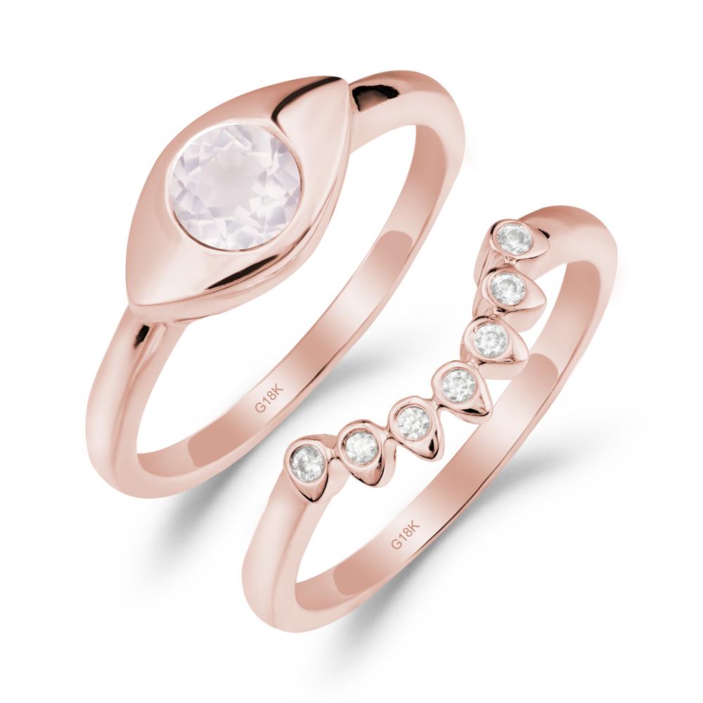 Rose Quartz Evil Eye Ring Set - LUO Jewelry #metal_xxxxx