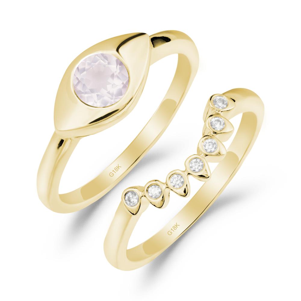 Rose Quartz Evil Eye Ring Set - LUO Jewelry #metal_xxxxx