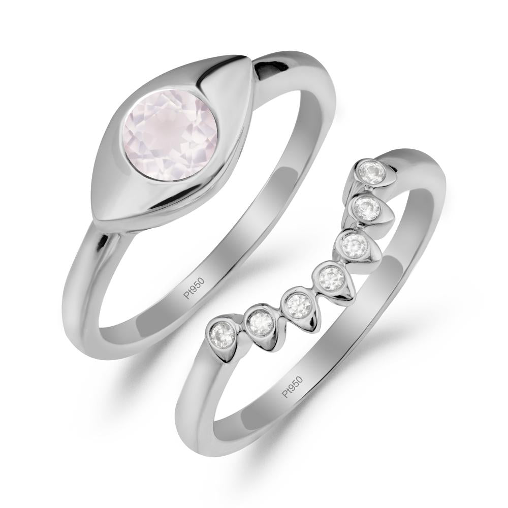 Rose Quartz Evil Eye Ring Set - LUO Jewelry #metal_xxxxx