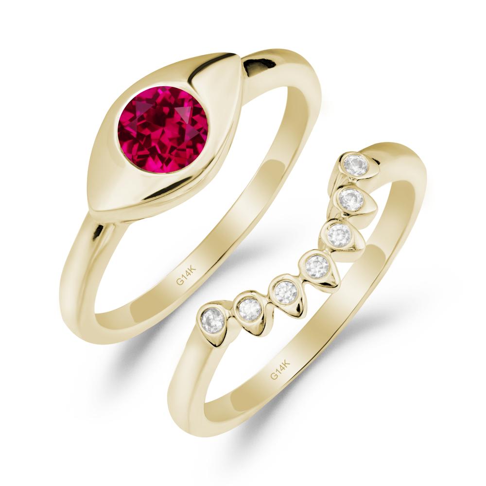 Ruby Evil Eye Ring Set - LUO Jewelry #metal_xxxxx