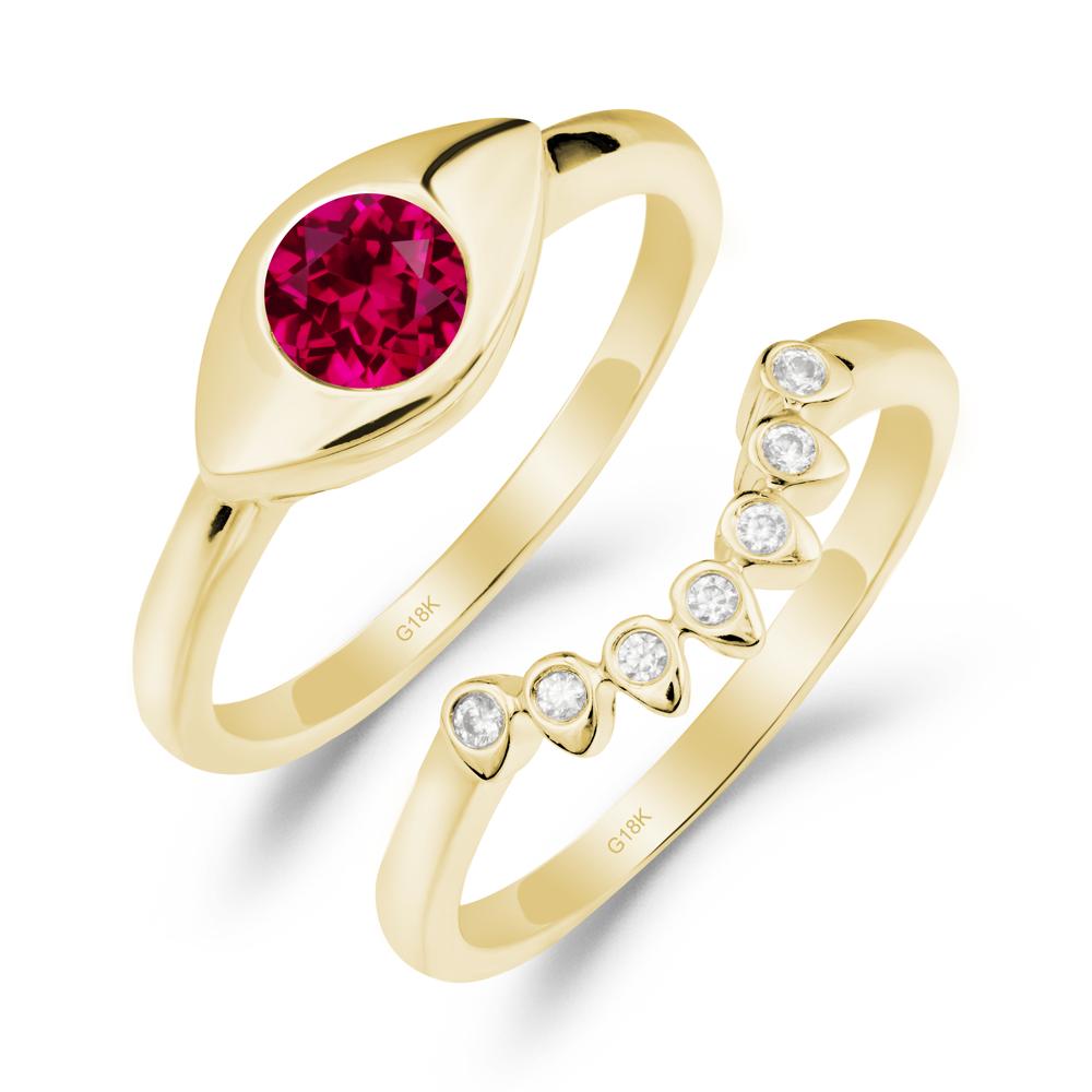 Ruby Evil Eye Ring Set - LUO Jewelry #metal_xxxxx