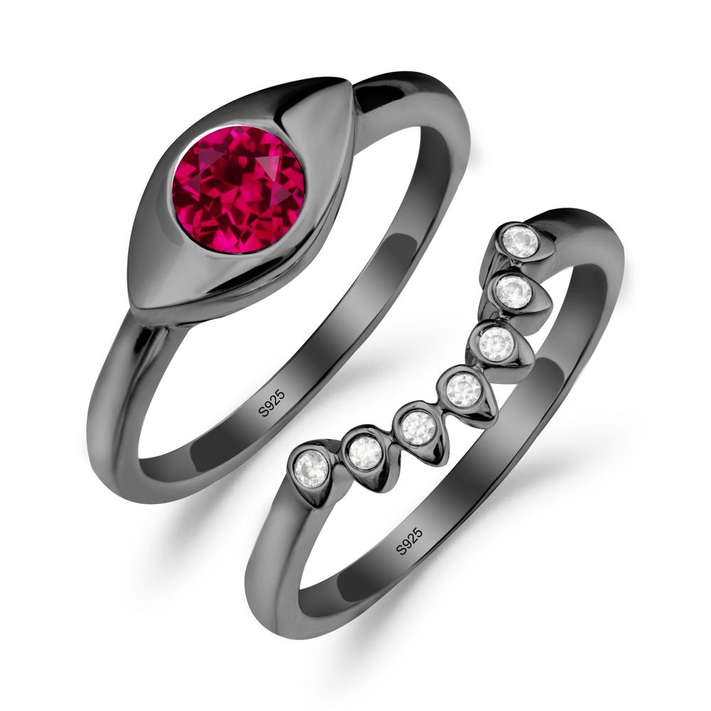 Ruby Evil Eye Ring Set - LUO Jewelry #metal_xxxxx