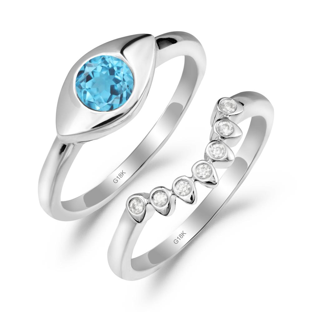 Swiss Blue Topaz Evil Eye Ring Set - LUO Jewelry #metal_xxxxx