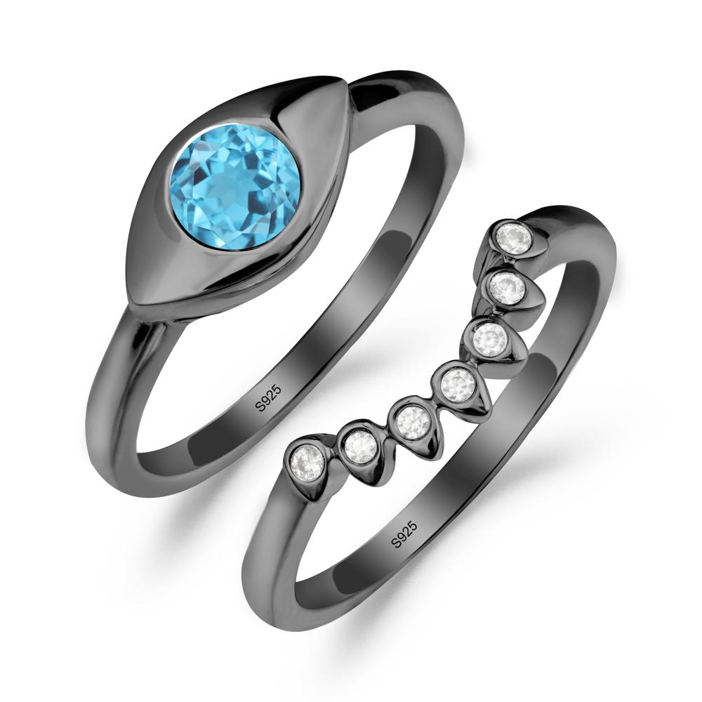 Swiss Blue Topaz Evil Eye Ring Set - LUO Jewelry #metal_xxxxx