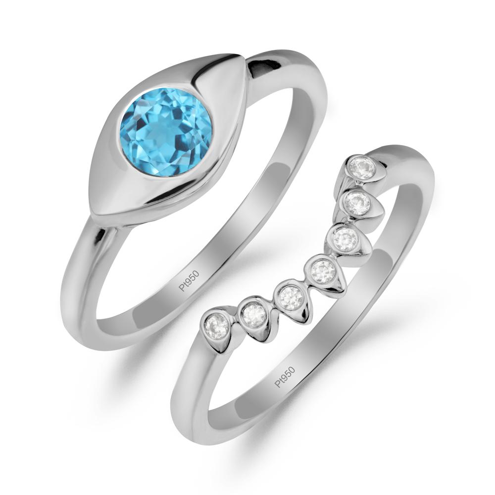 Swiss Blue Topaz Evil Eye Ring Set - LUO Jewelry #metal_xxxxx