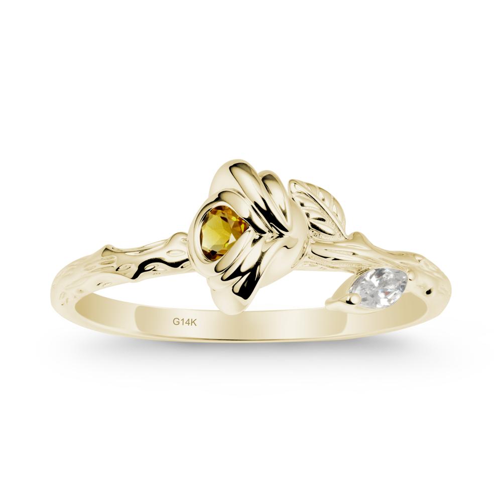 Rose Ring with Round Citrine - LUO Jewelry #metal_14k yellow gold