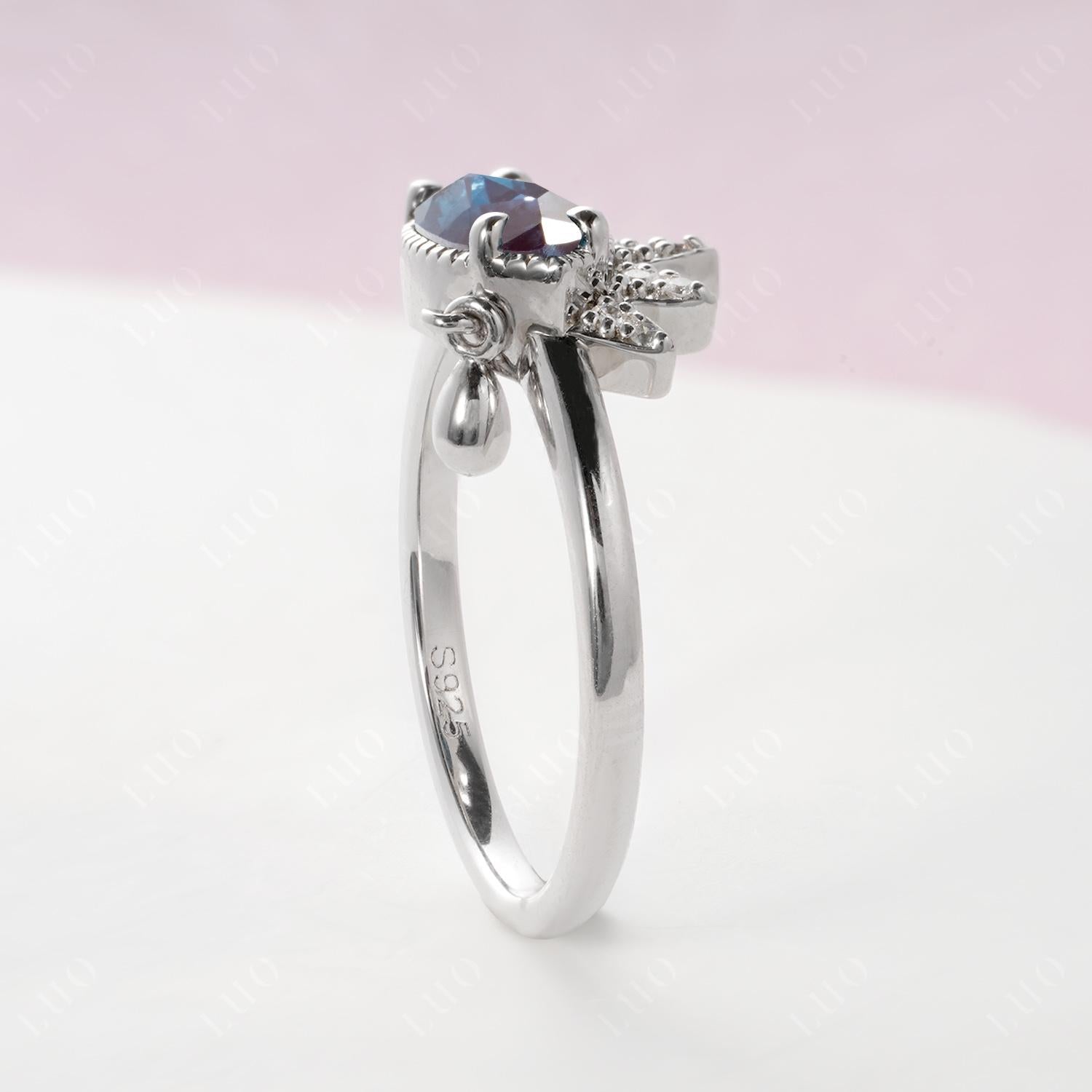 Marquise Alexandrite Evil Eye Ring - LUO Jewelry 