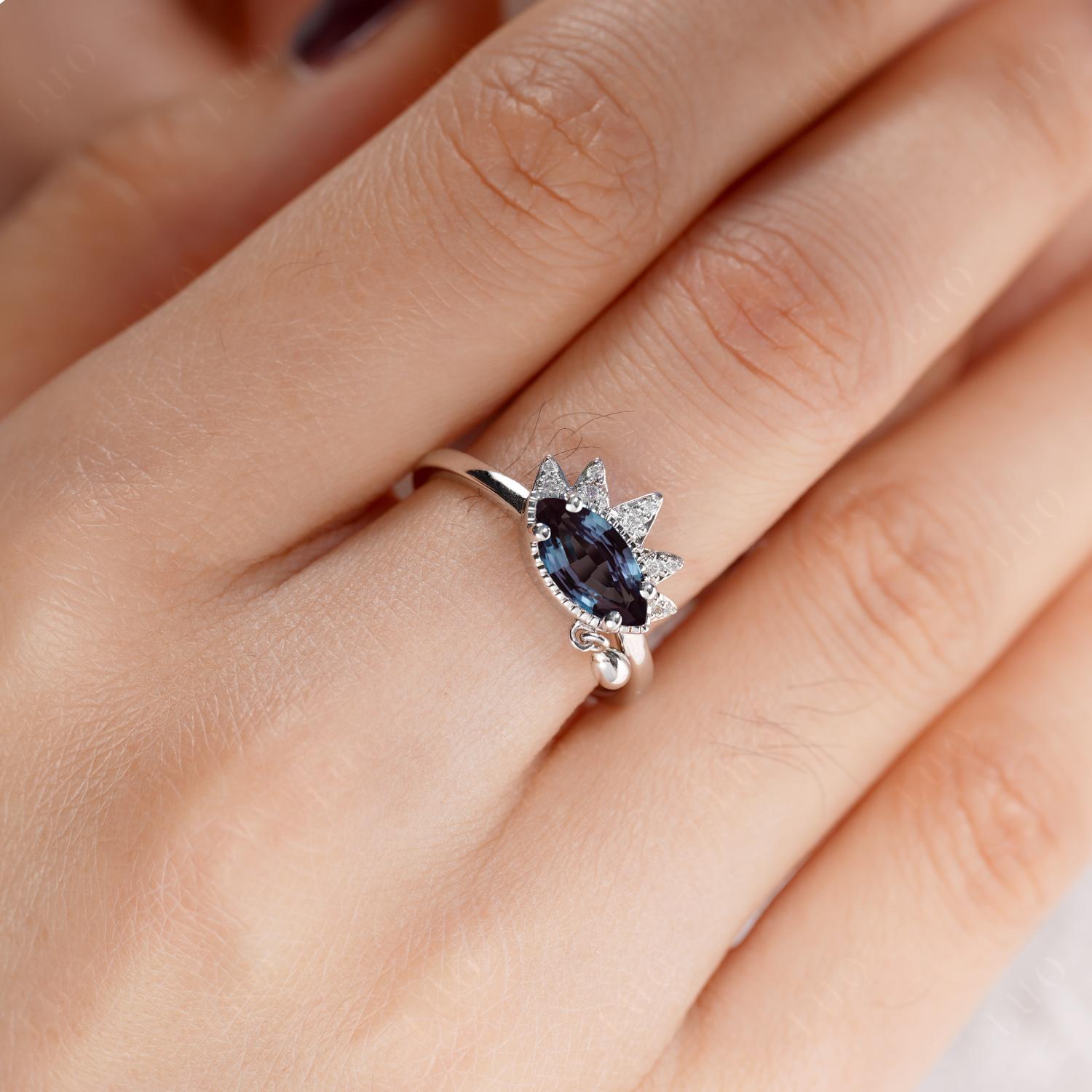 Marquise Alexandrite Evil Eye Ring - LUO Jewelry 