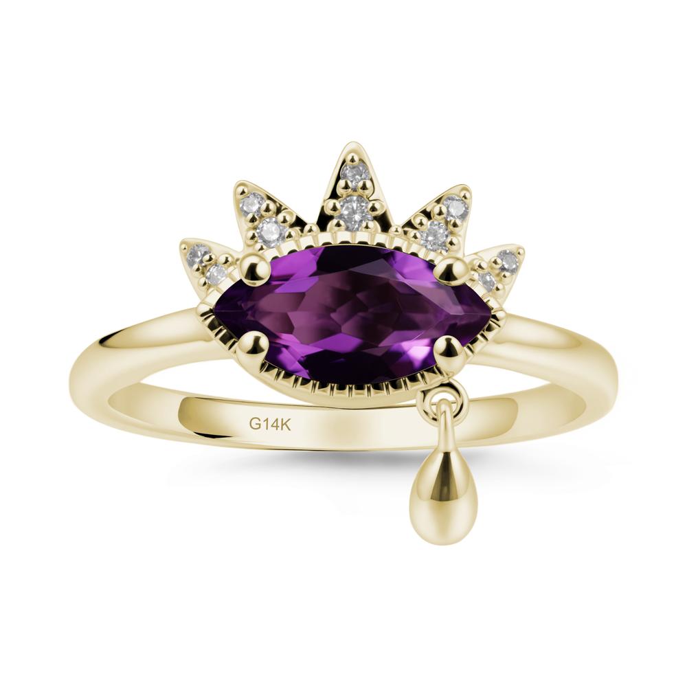 Evil Eye Marquise Cut Amethyst Ring - LUO Jewelry #metal_14k yellow gold