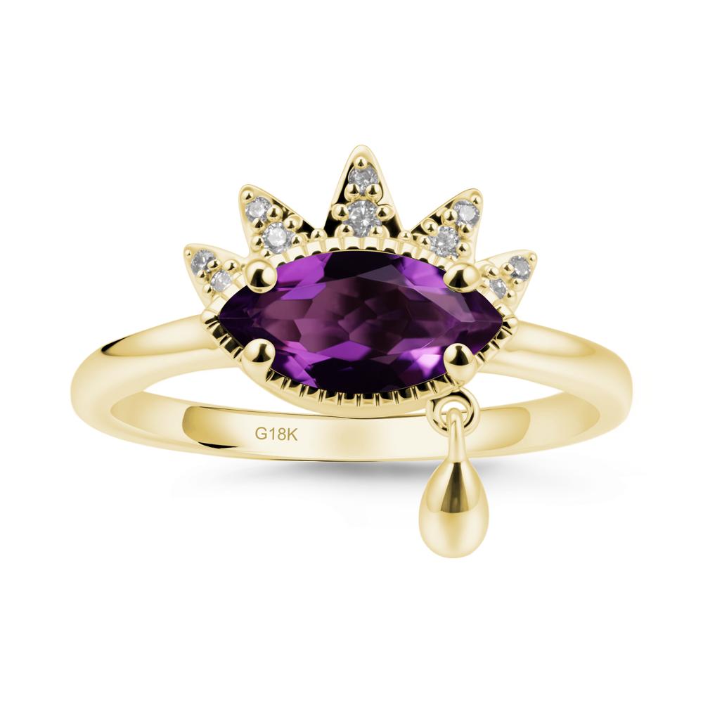 Evil Eye Marquise Cut Amethyst Ring - LUO Jewelry #metal_18k yellow gold