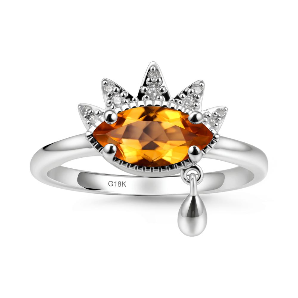 Evil Eye Marquise Cut Citrine Ring - LUO Jewelry #metal_18k white gold