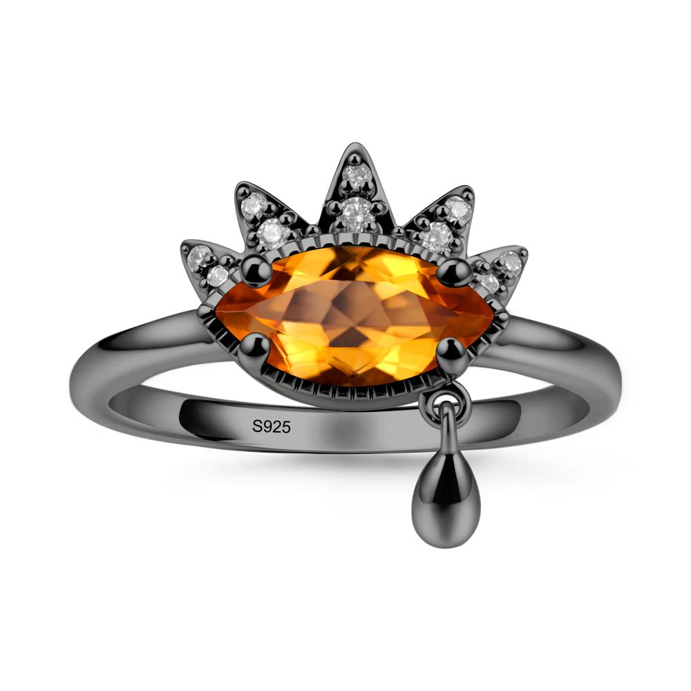 Evil Eye Marquise Cut Citrine Ring - LUO Jewelry #metal_black finish sterling silver