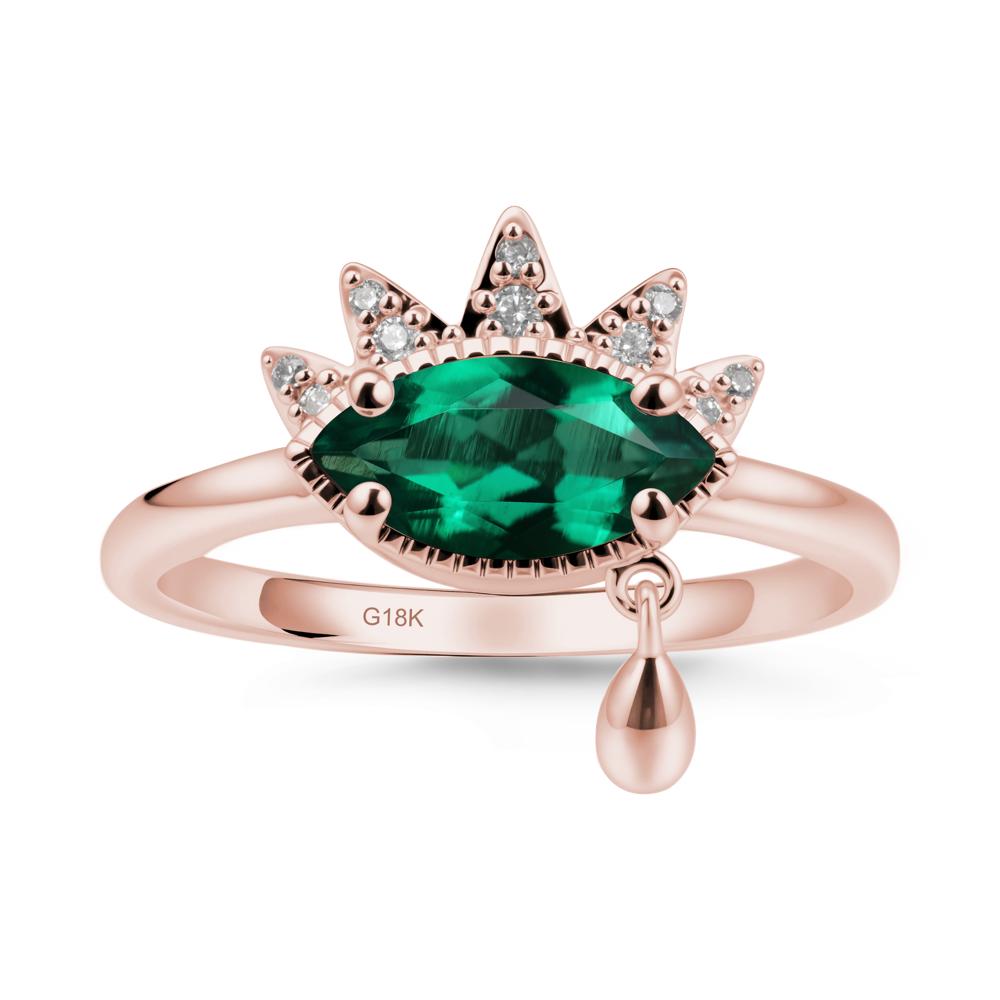 Marquise Emerald Evil Eye Ring - LUO Jewelry #metal_18k rose gold