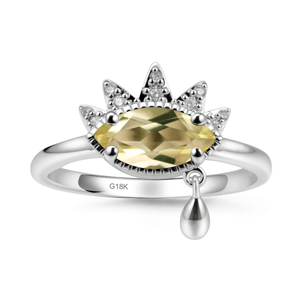 Marquise Lemon Quartz Evil Eye Ring - LUO Jewelry #metal_18k white gold