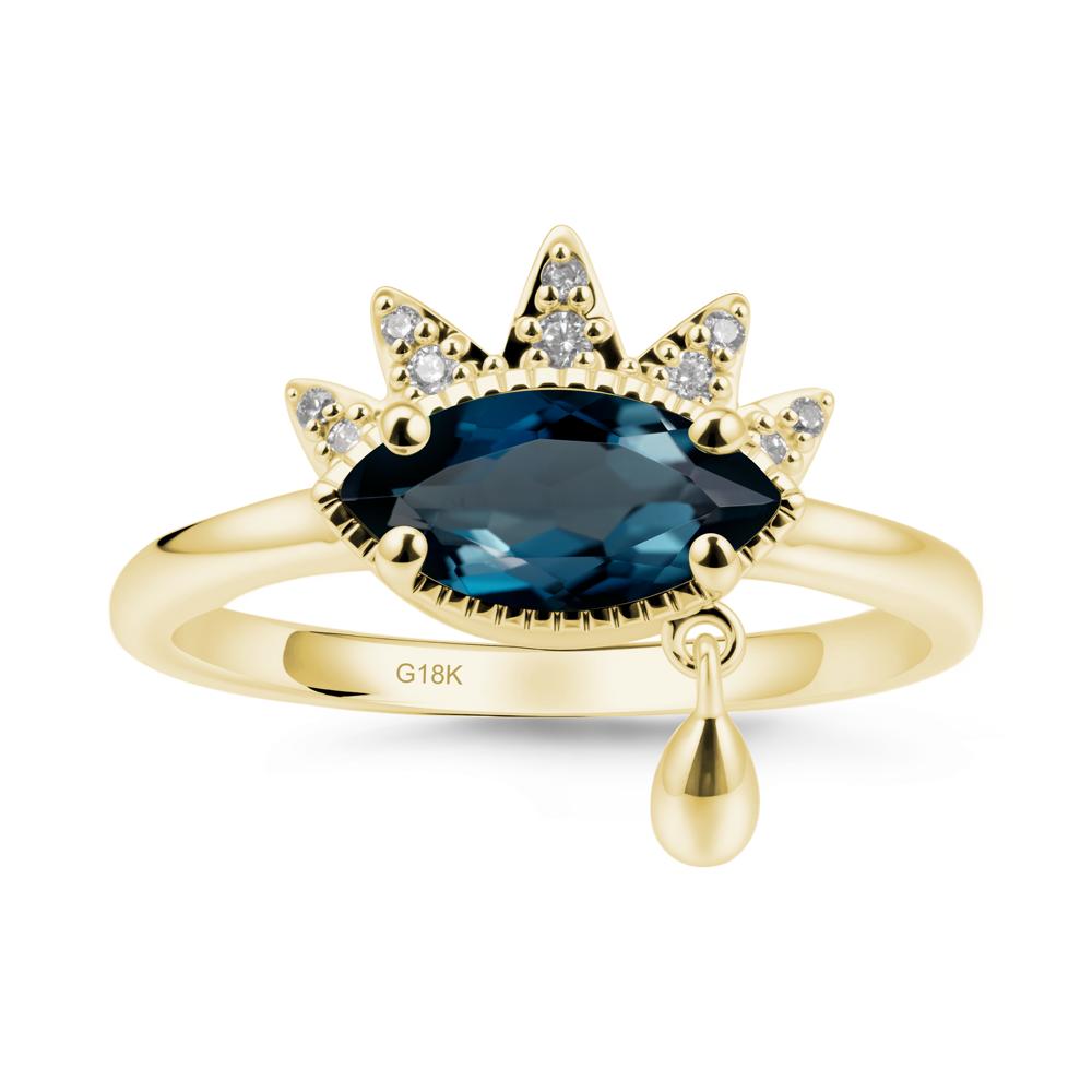 Evil Eye Marquise Cut London Blue Topaz Ring - LUO Jewelry #metal_18k yellow gold