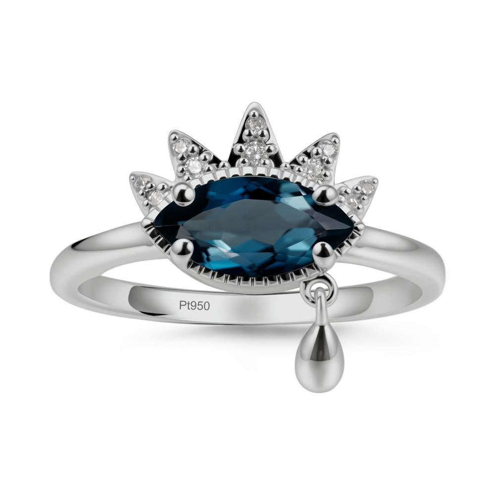 Evil Eye Marquise Cut London Blue Topaz Ring - LUO Jewelry #metal_platinum