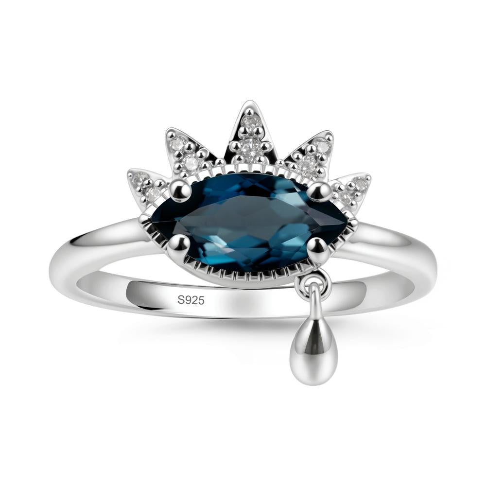 Evil Eye Marquise Cut London Blue Topaz Ring - LUO Jewelry #metal_sterling silver