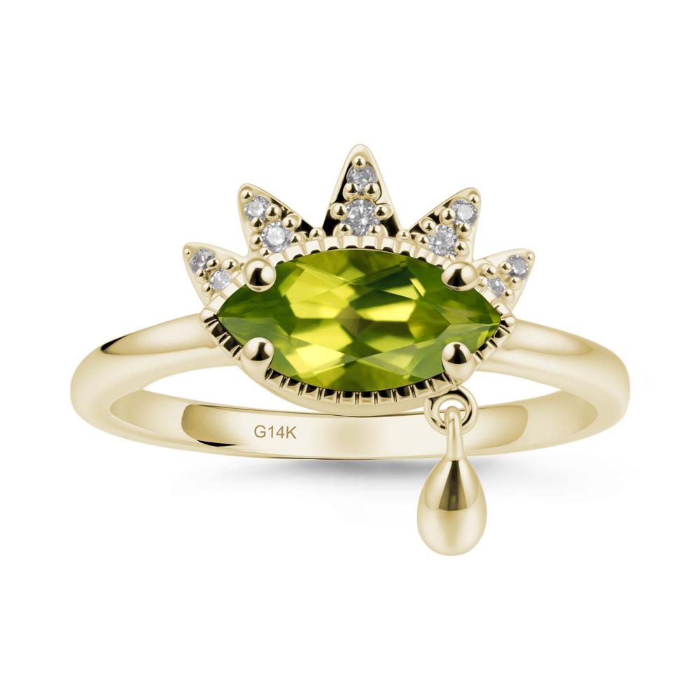 Marquise Peridot Evil Eye Ring - LUO Jewelry #metal_14k yellow gold