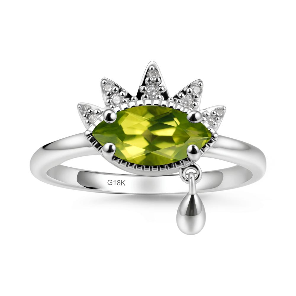 Marquise Peridot Evil Eye Ring - LUO Jewelry #metal_18k white gold