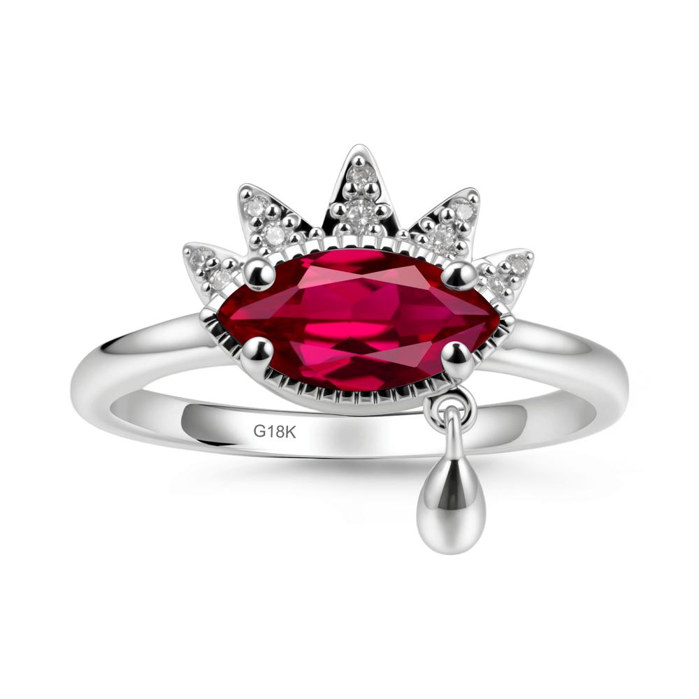 Marquise Ruby Evil Eye Ring - LUO Jewelry #metal_18k white gold
