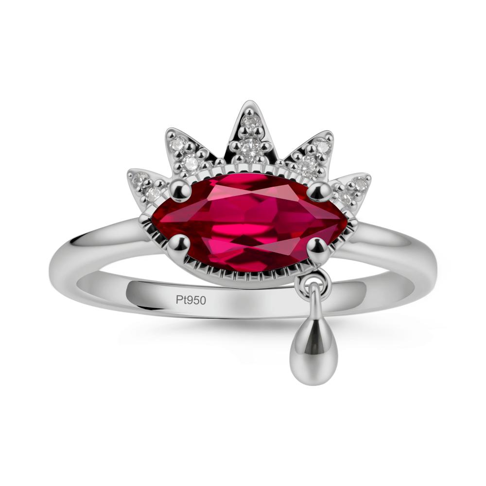 Marquise Ruby Evil Eye Ring - LUO Jewelry #metal_platinum