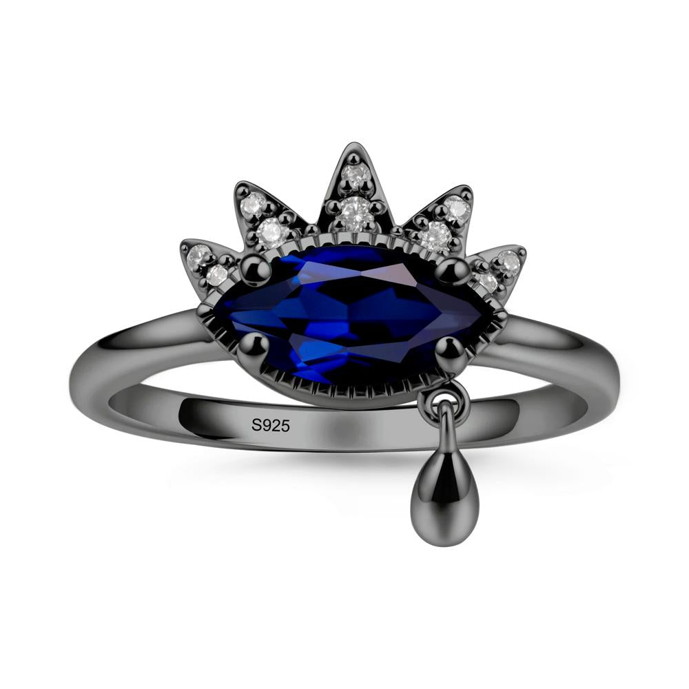 Evil Eye Marquise Cut Sapphire Ring - LUO Jewelry #metal_black finish sterling silver