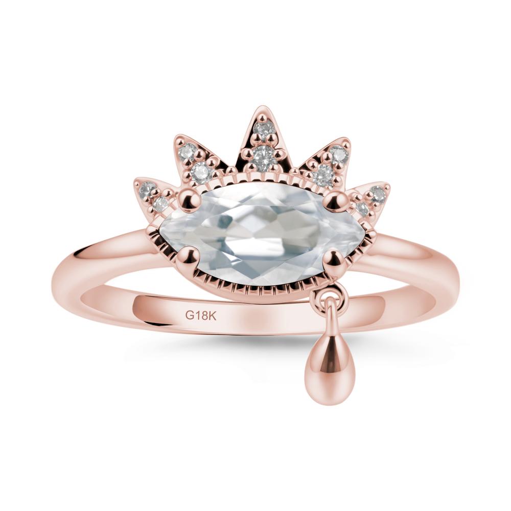 Evil Eye Marquise Cut White Topaz Ring - LUO Jewelry #metal_18k rose gold