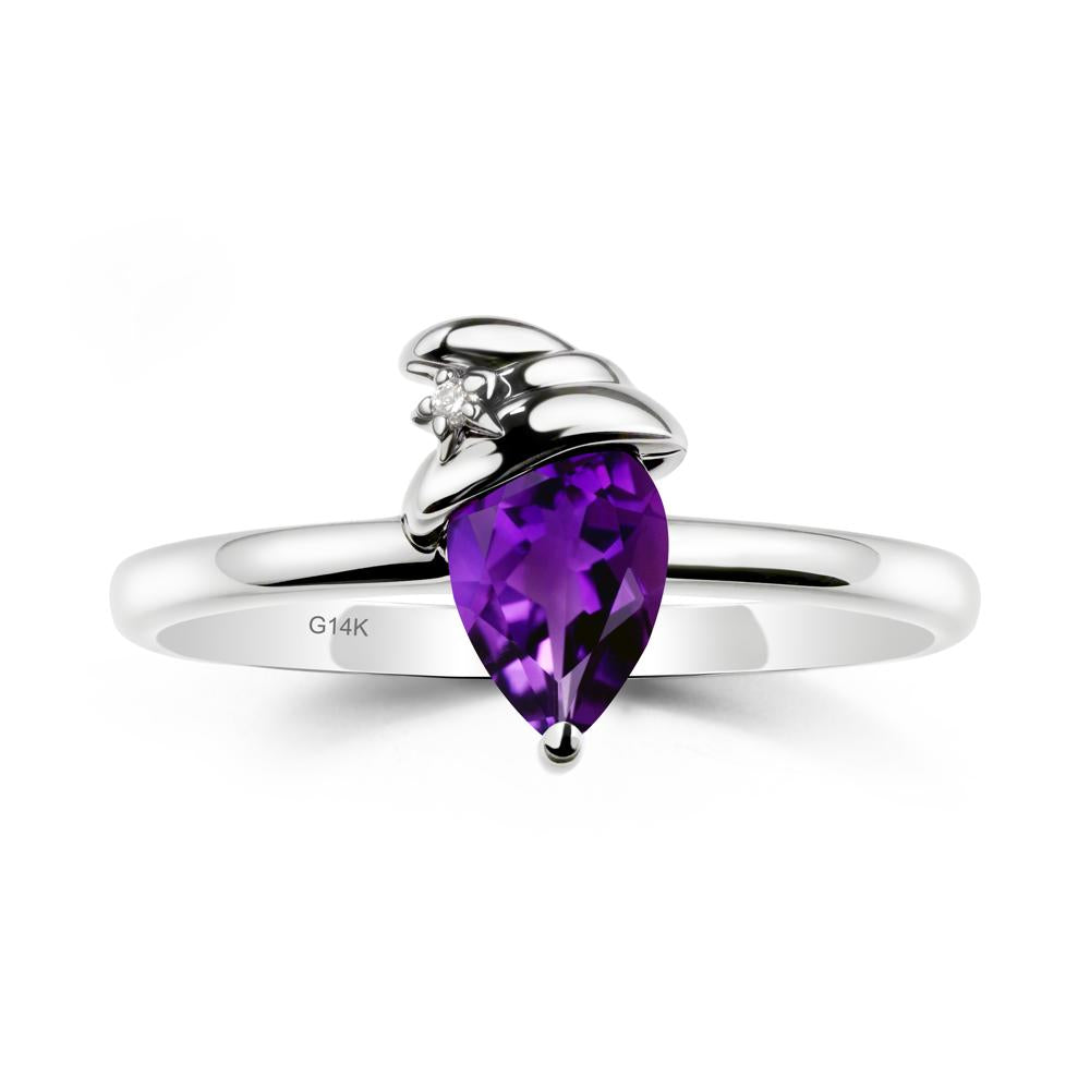 Pear Amethyst Hat Ring - LUO Jewelry #metal_14k white gold