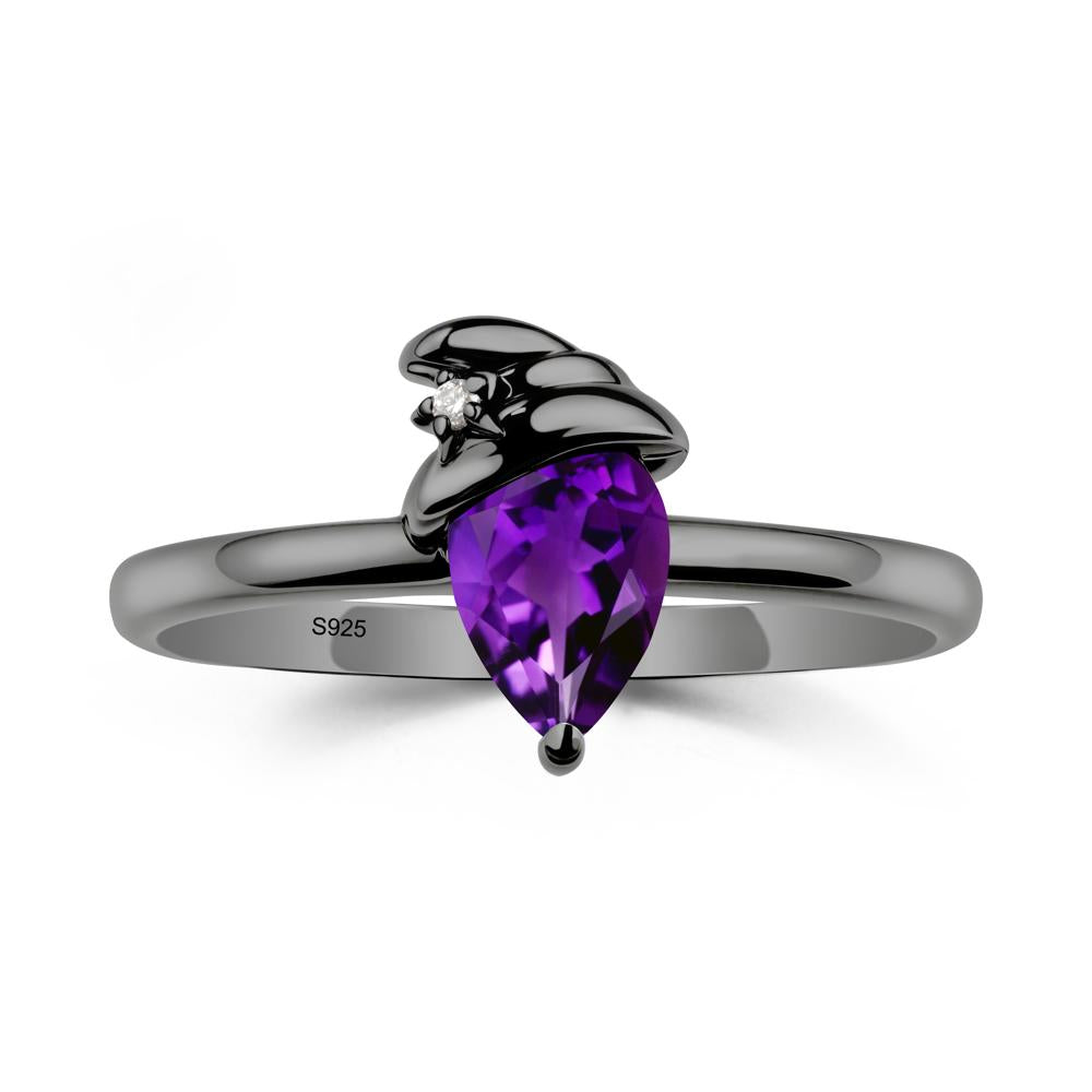 Pear Amethyst Hat Ring - LUO Jewelry #metal_black finish sterling silver