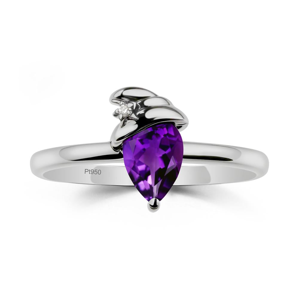 Pear Amethyst Hat Ring - LUO Jewelry #metal_platinum