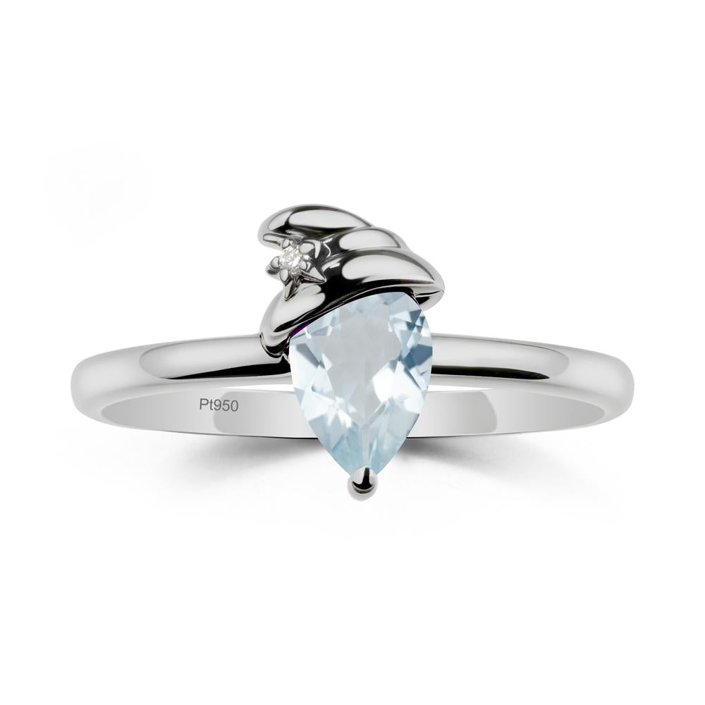 Aquamarine Ring with Hat Design - LUO Jewelry #metal_platinum