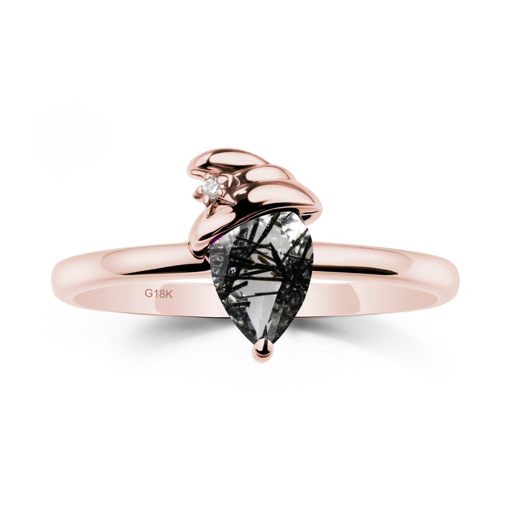 Black Rutilated Quartz Halloween Witch Hat Ring - LUO Jewelry #metal_18k rose gold
